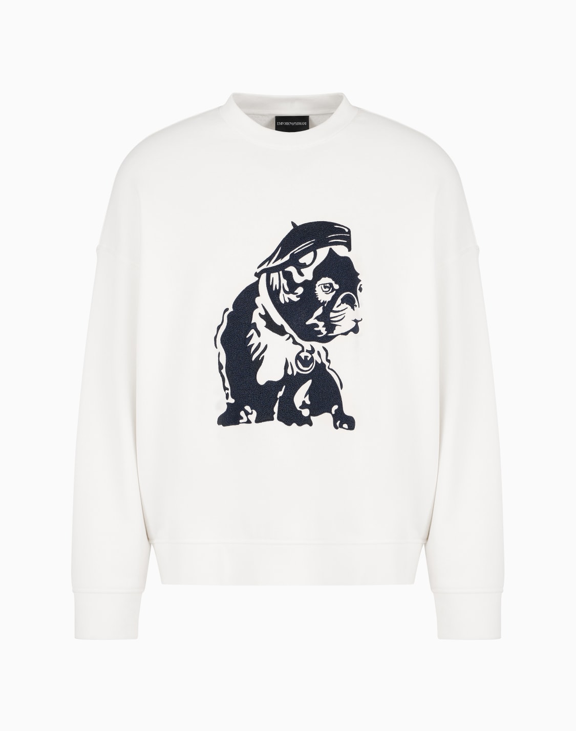 oversized-sweatshirt-in-french-terry-jersey-with-oversized-french-bulldog-embroidery-white--emporio-armani