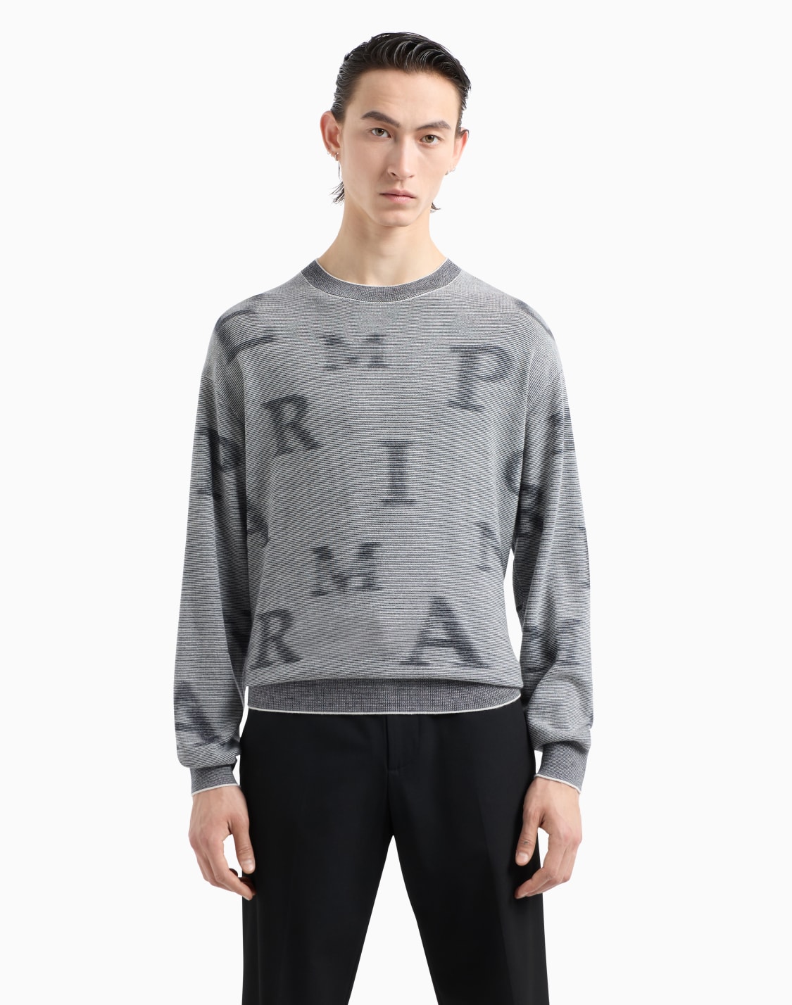 two-tone-micro-striped-virgin-wool-jumper-with-all-over-lettering-patterned--emporio-armani