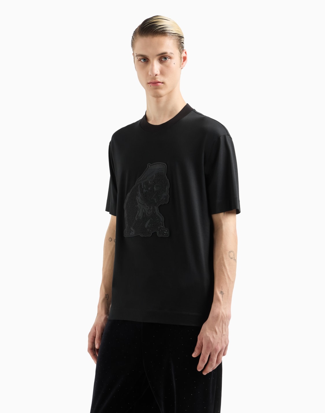 -clubwear-lyocell-blend-jersey-t-shirt-with-oversized-french-bulldog-patch-black--emporio-armani