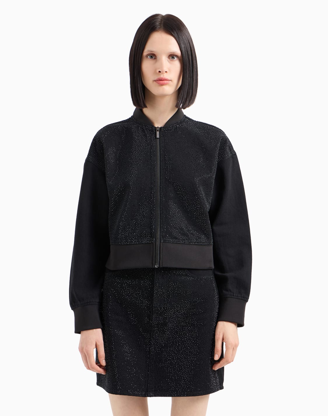 black-denim-blouson-with-rhinestones-black--armani-exchange