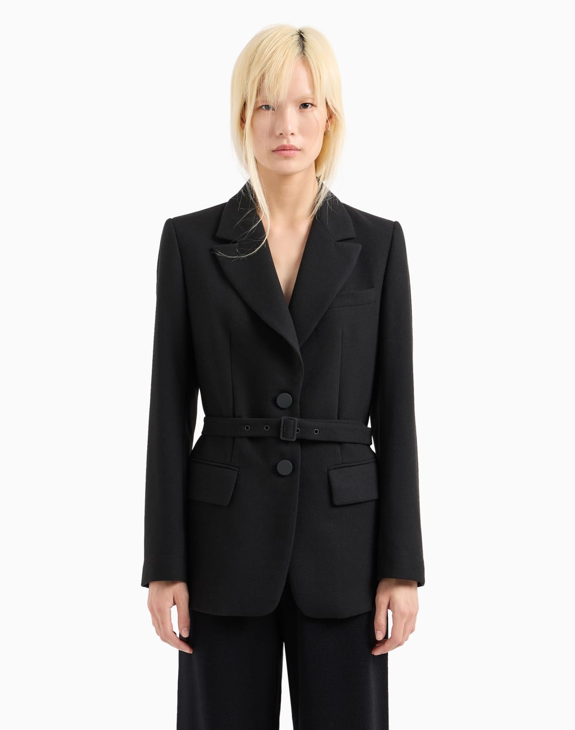 chaqueta-en-tejido-de-pata-de-gallo-con-cinturn-negro--armani-exchange
