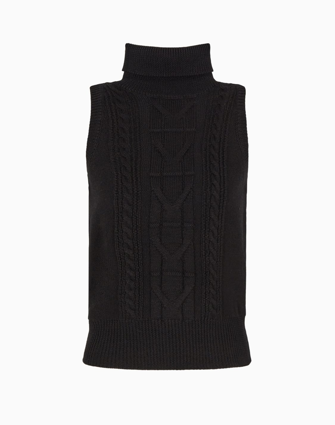 chaleco-de-cuello-alto-en-punto-de-tricot-de-mezcla-de-lana-negro--armani-exchange