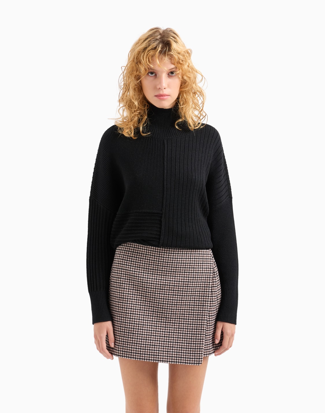 prince-of-wales-cloth-wrap-mini-skirt-patterned--armani-exchange