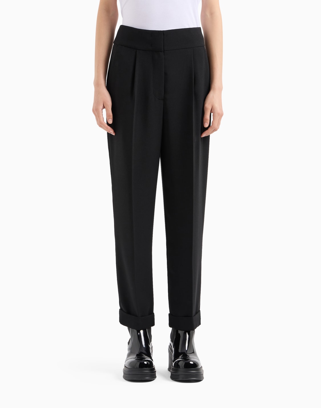pantaln-con-pinzas-y-bajo-con-puos-en-tejido-asv---armani-exchange