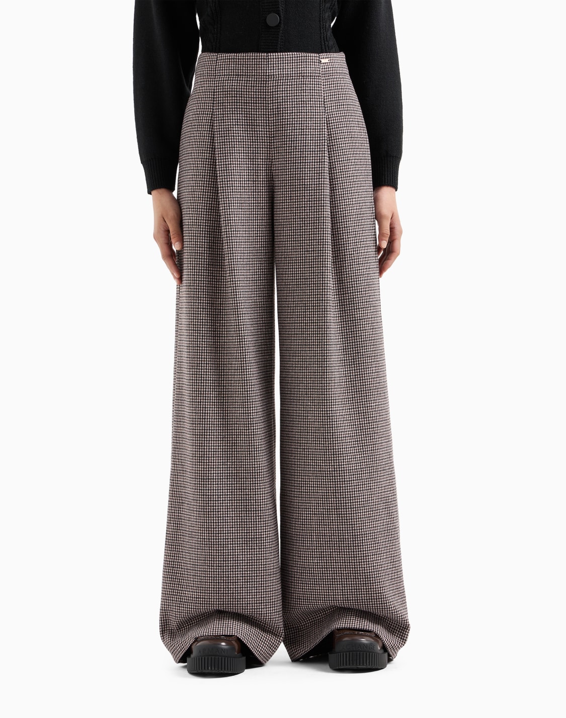 pantaln-palazzo-en-tejido-de-pata-de-gallo-estampado--armani-exchange