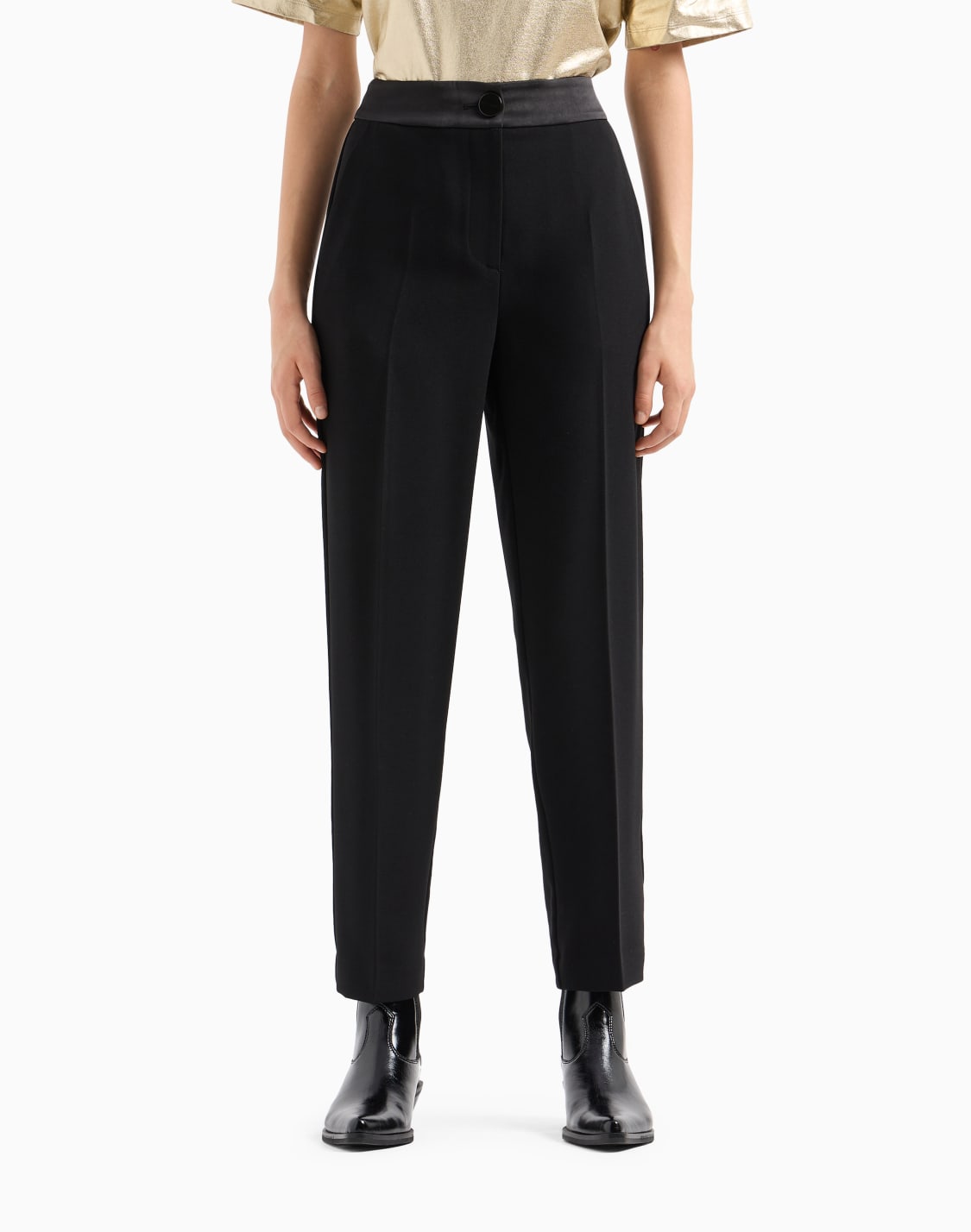 pantaln-pitillo-de-cady-con-banda-de-raso-negro--armani-exchange