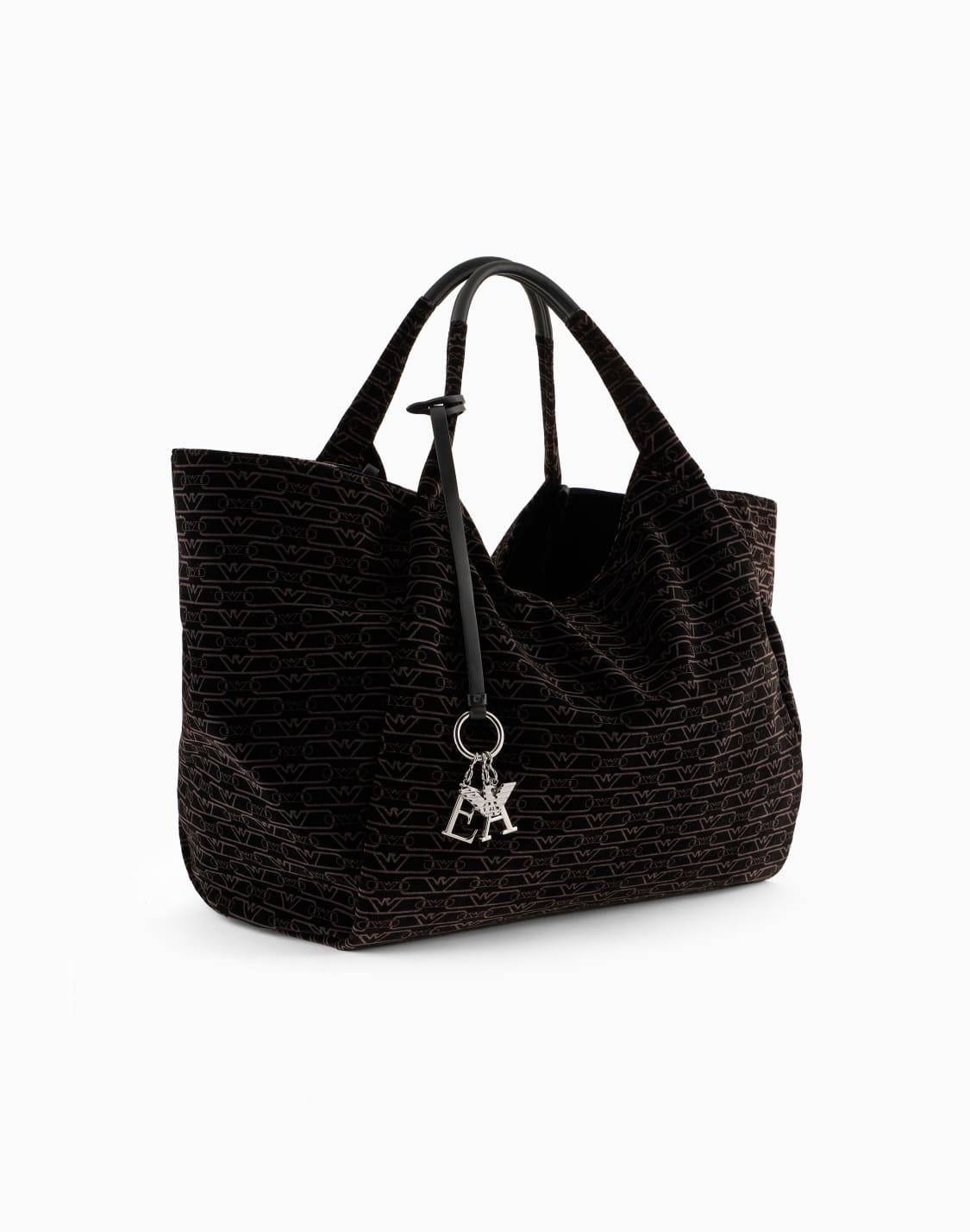 maxibolso-shopper-de-terciopelo-con-monograma-integral-negro--emporio-armani