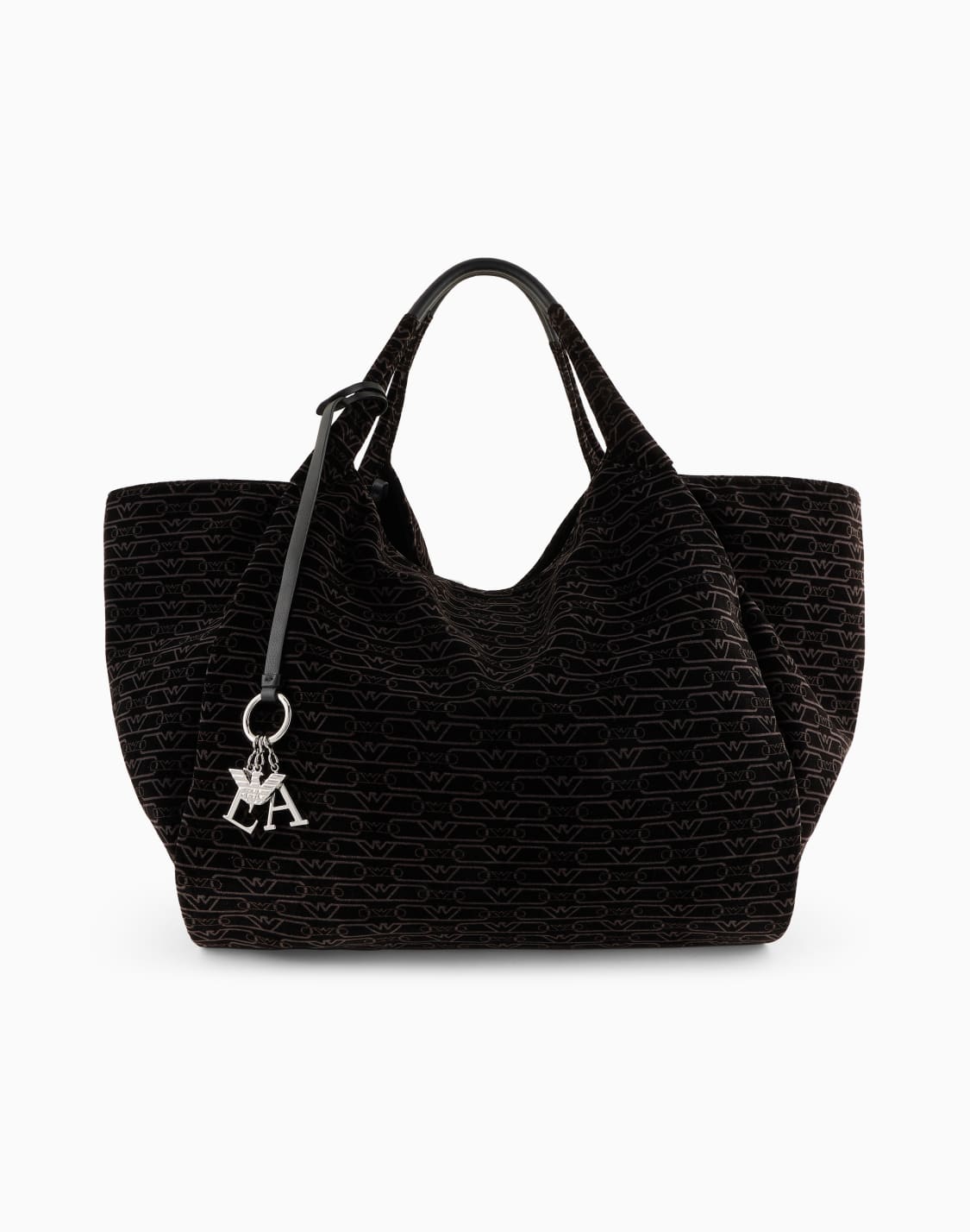 maxibolso-shopper-de-terciopelo-con-monograma-integral-negro--emporio-armani