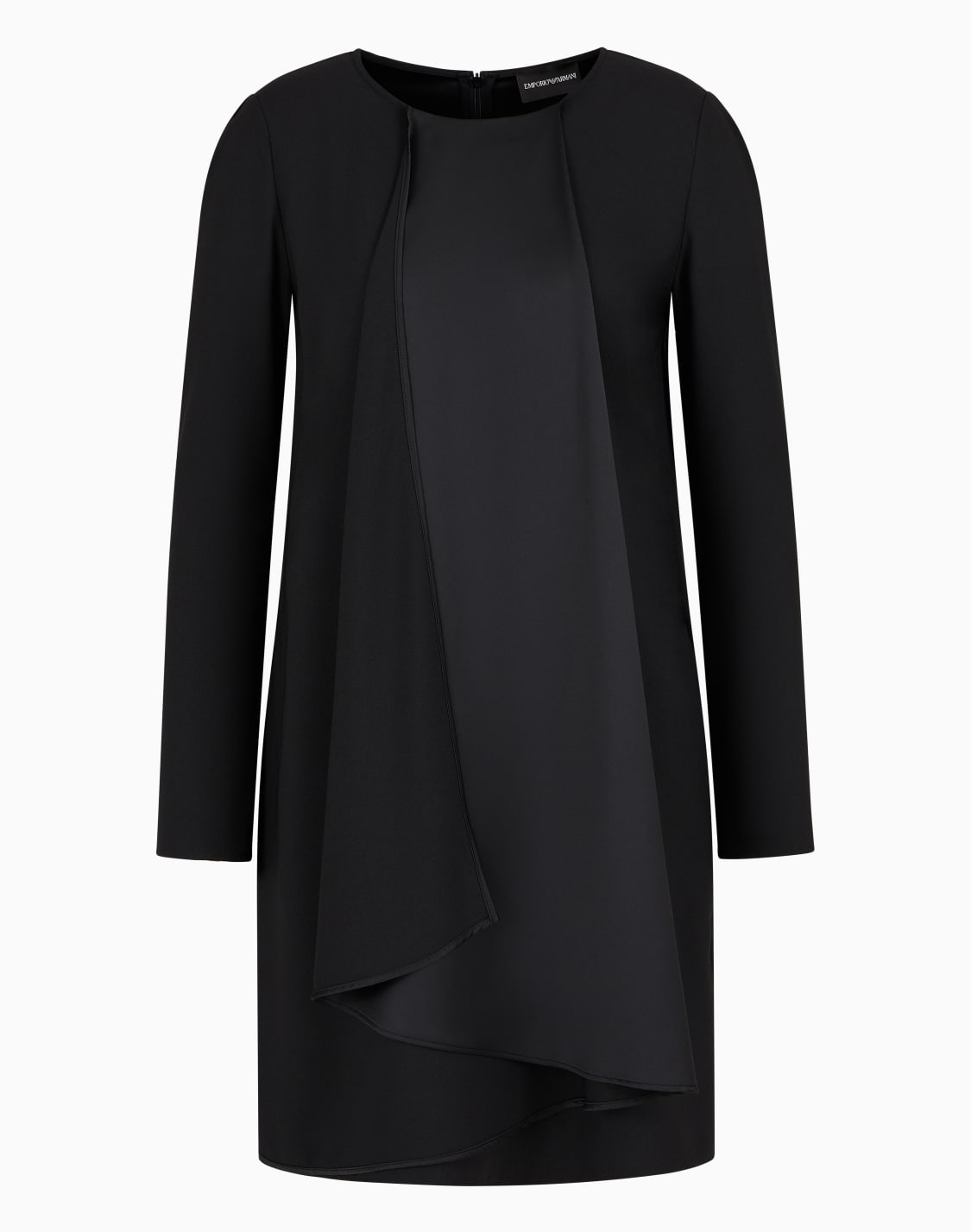 vestido-de-crep-de-satn-con-maxivolante-negro--emporio-armani