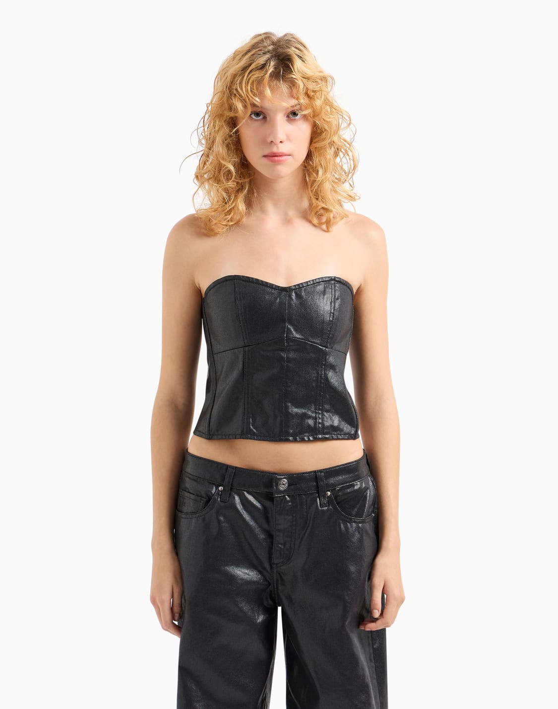 coated-denim-sweetheart-neckline-top-black--armani-exchange