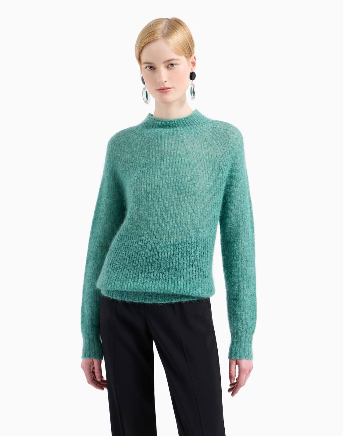 jersey-en-mezcla-de-lana-mohair-con-canal-ingls-verde--emporio-armani