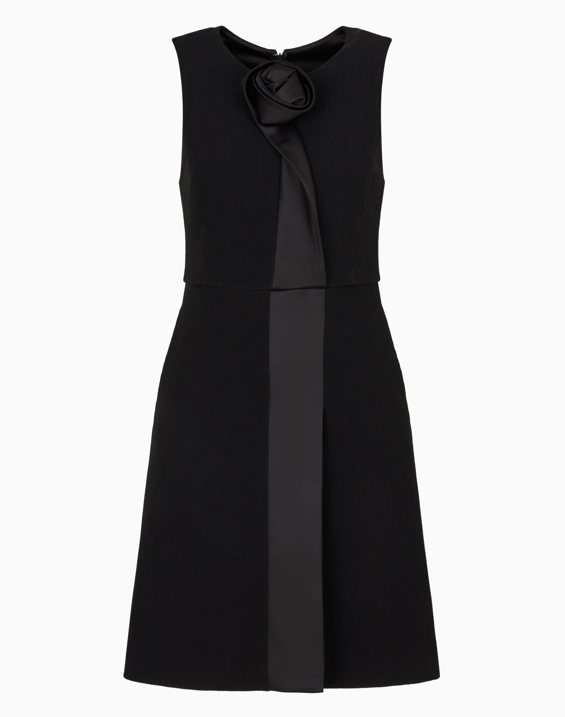 vestido-de-tejido-tcnico-elstico-con-canal-y-detalle-de-rosa-en-satn-negro--emporio-armani