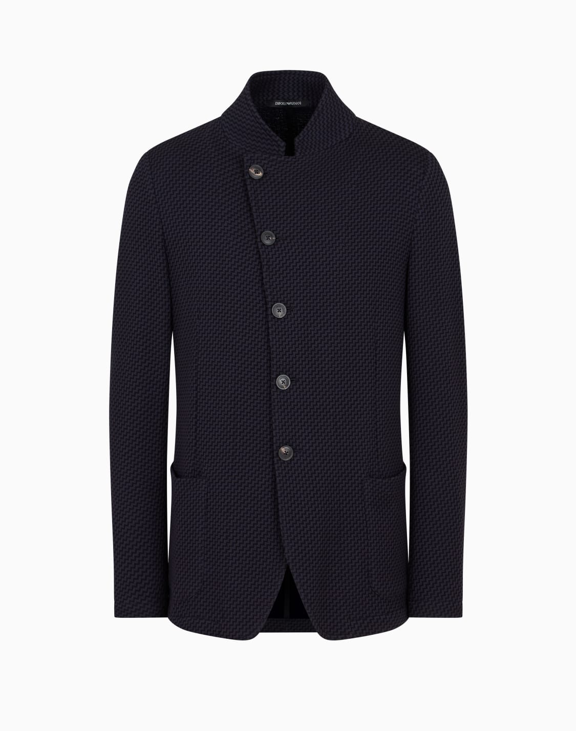 guru-collar-jacket-with-off-centre-fastening-in-3d-effect-knit-jersey-navy-blue--emporio-armani