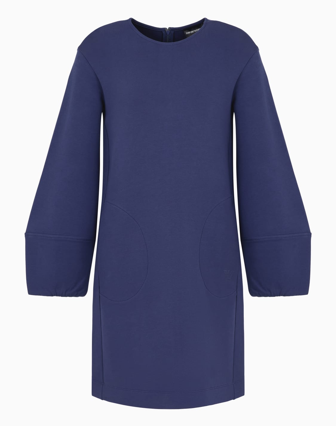 vestido-de-punto-doble-con-manga-globo-azul--emporio-armani