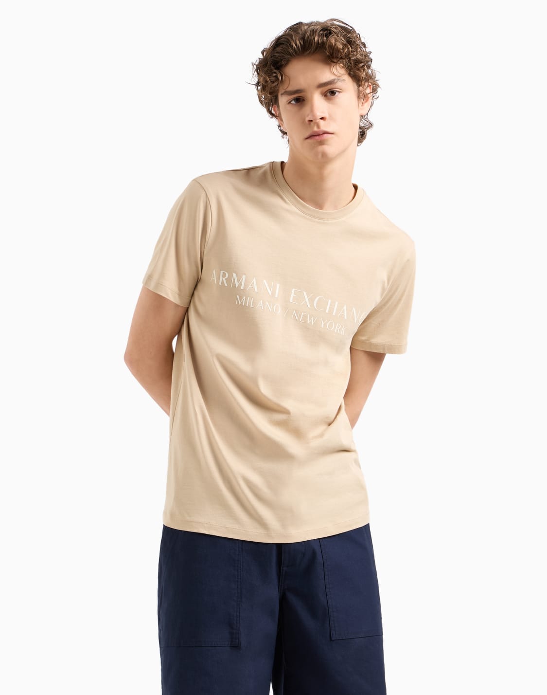 slim-fit-t-shirt-with-logo-beige--armani-exchange