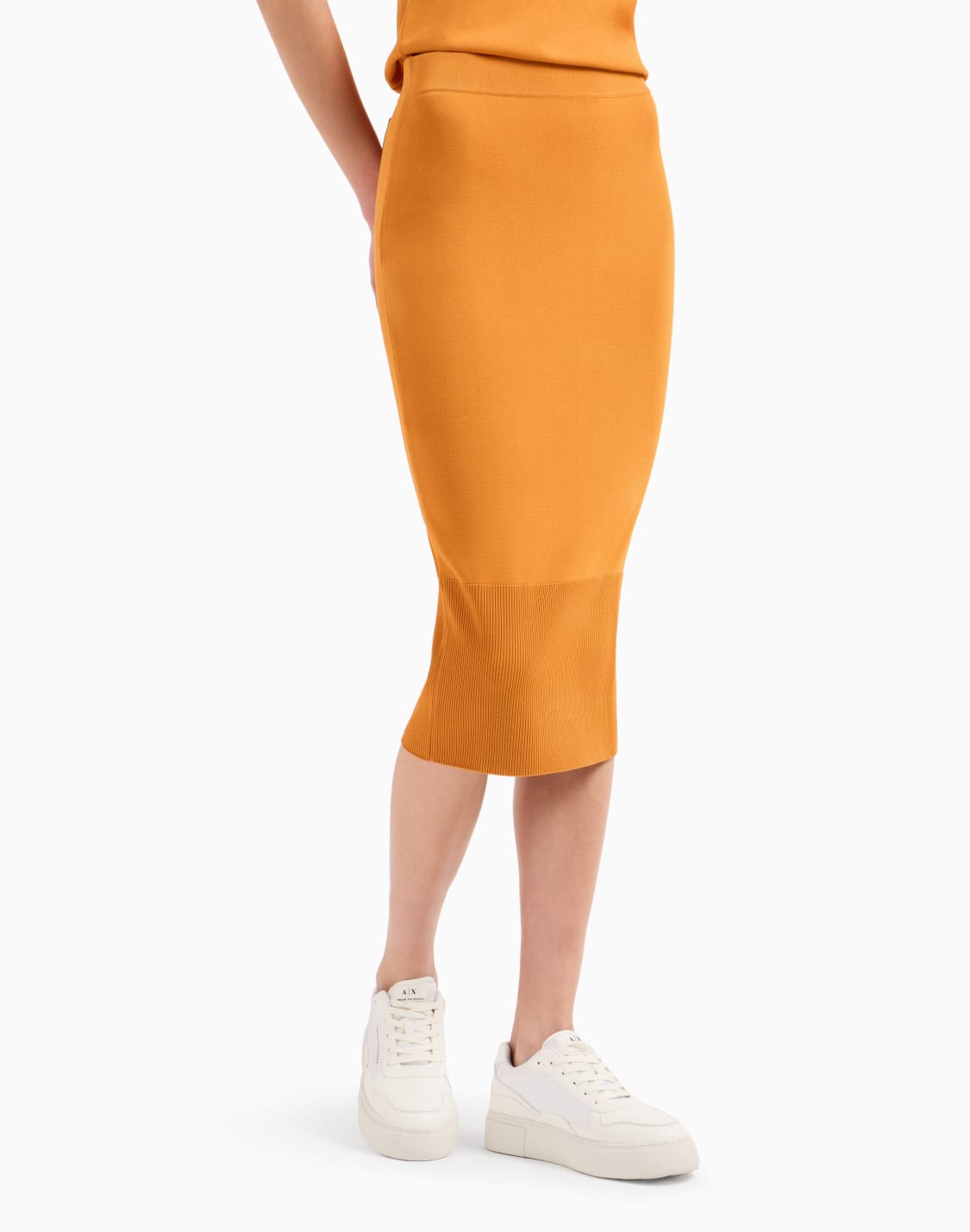 recycled-fabric-longuette-skirt-with-asv-monogram-patch-orange--armani-exchange