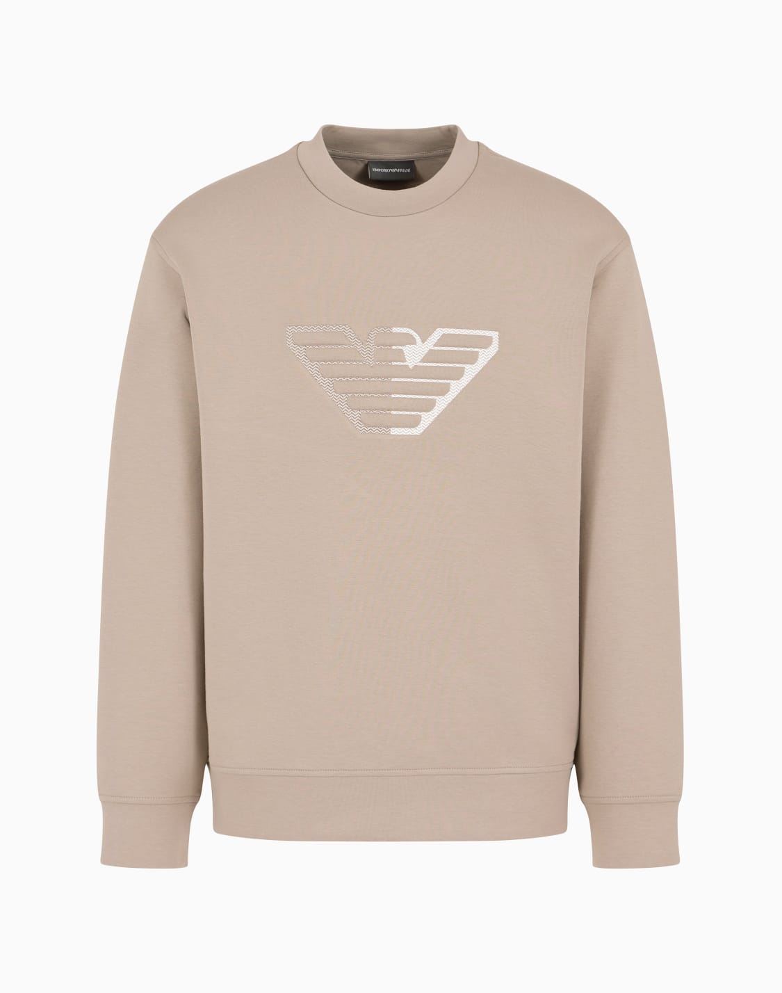 double-jersey-sweatshirt-with-embossed-oversized-eagle-on-a-chevron-background-beige--emporio-armani