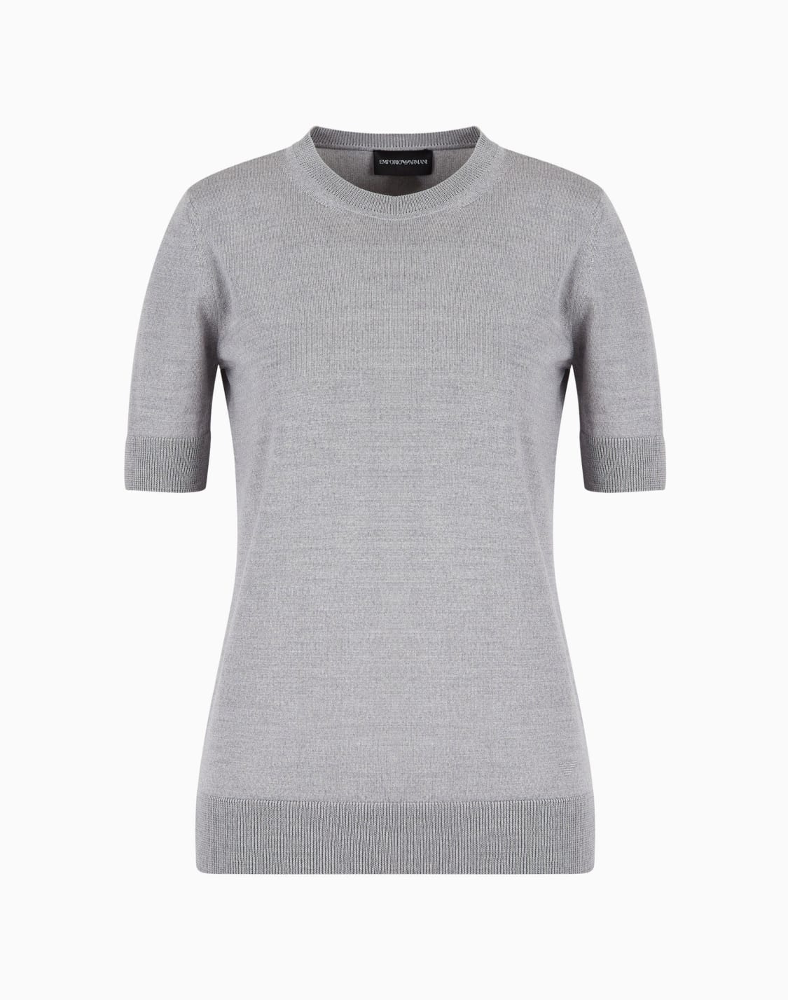 short-sleeved-jumper-in-plain-knit-pure-virgin-wool-grey--emporio-armani