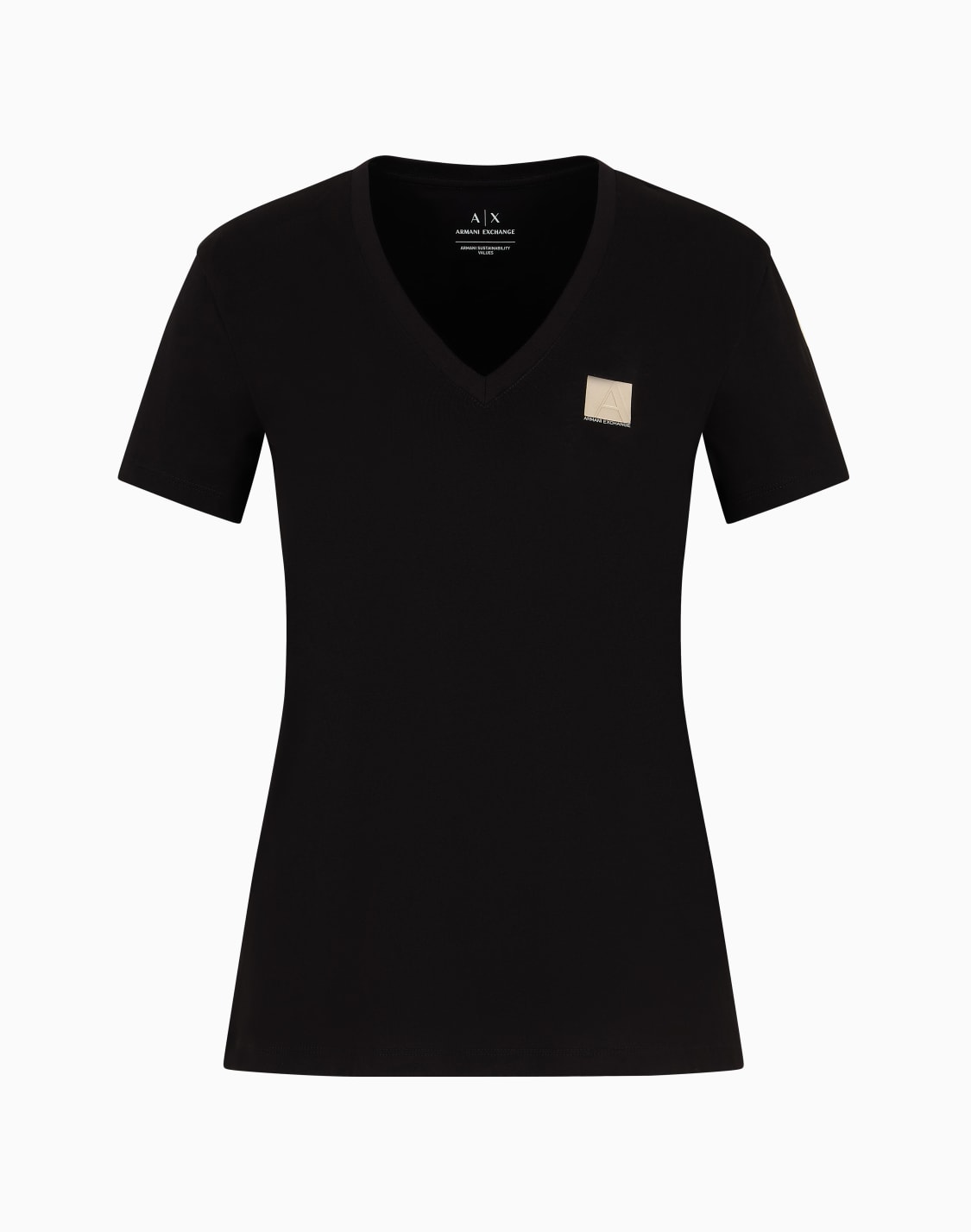 camiseta-regular-fit-con-cuello-de-pico-y-logo-negro--armani-exchange