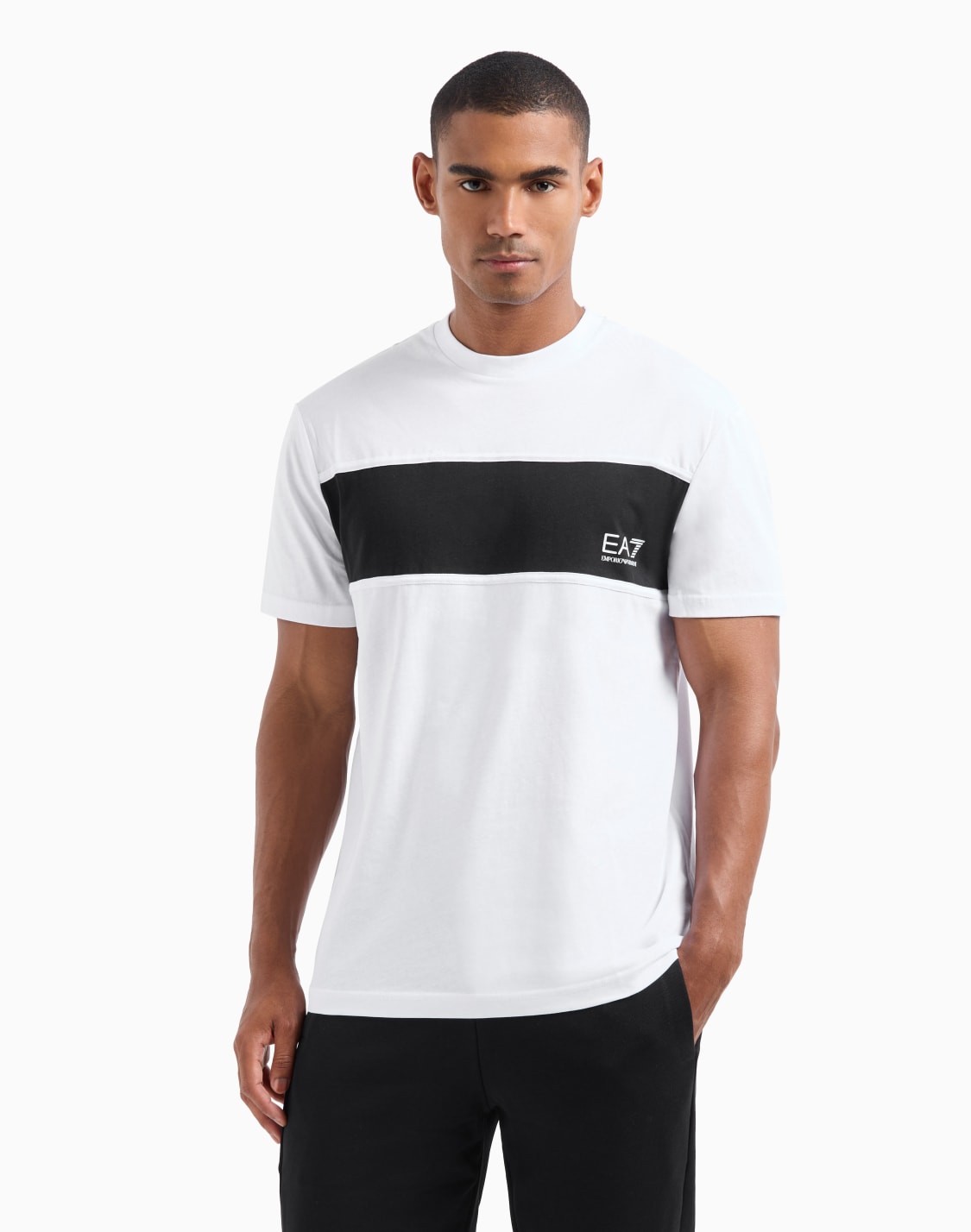 athletic-colour-block-crew-neck-t-shirt-in-organic-cotton-white--ea7