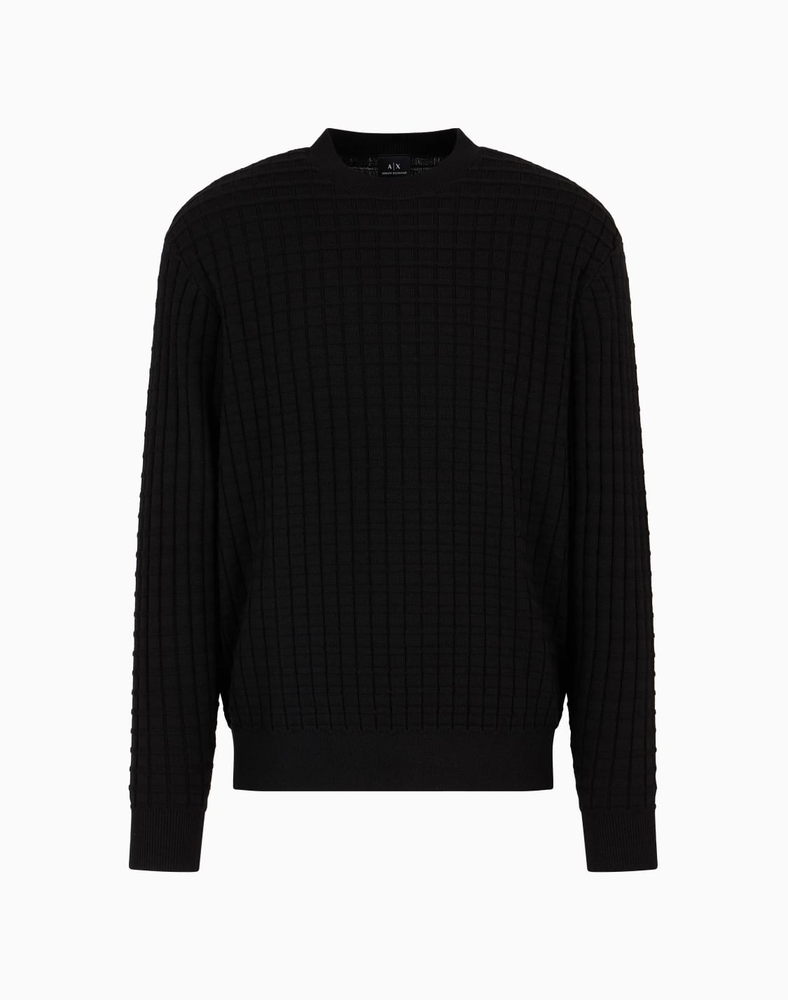 -checked-crewneck-sweater-black--armani-exchange