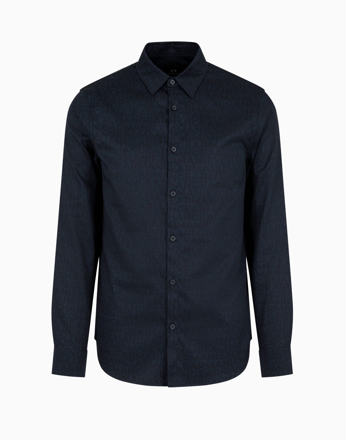 camisa-regular-fit-de-algodn-satinado-estampado-azul--armani-exchange