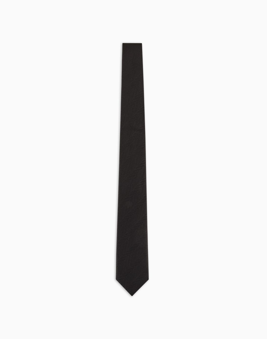 シルクネクタイ-ジャカドシェブロンモチフ-ブラック--giorgio-armani