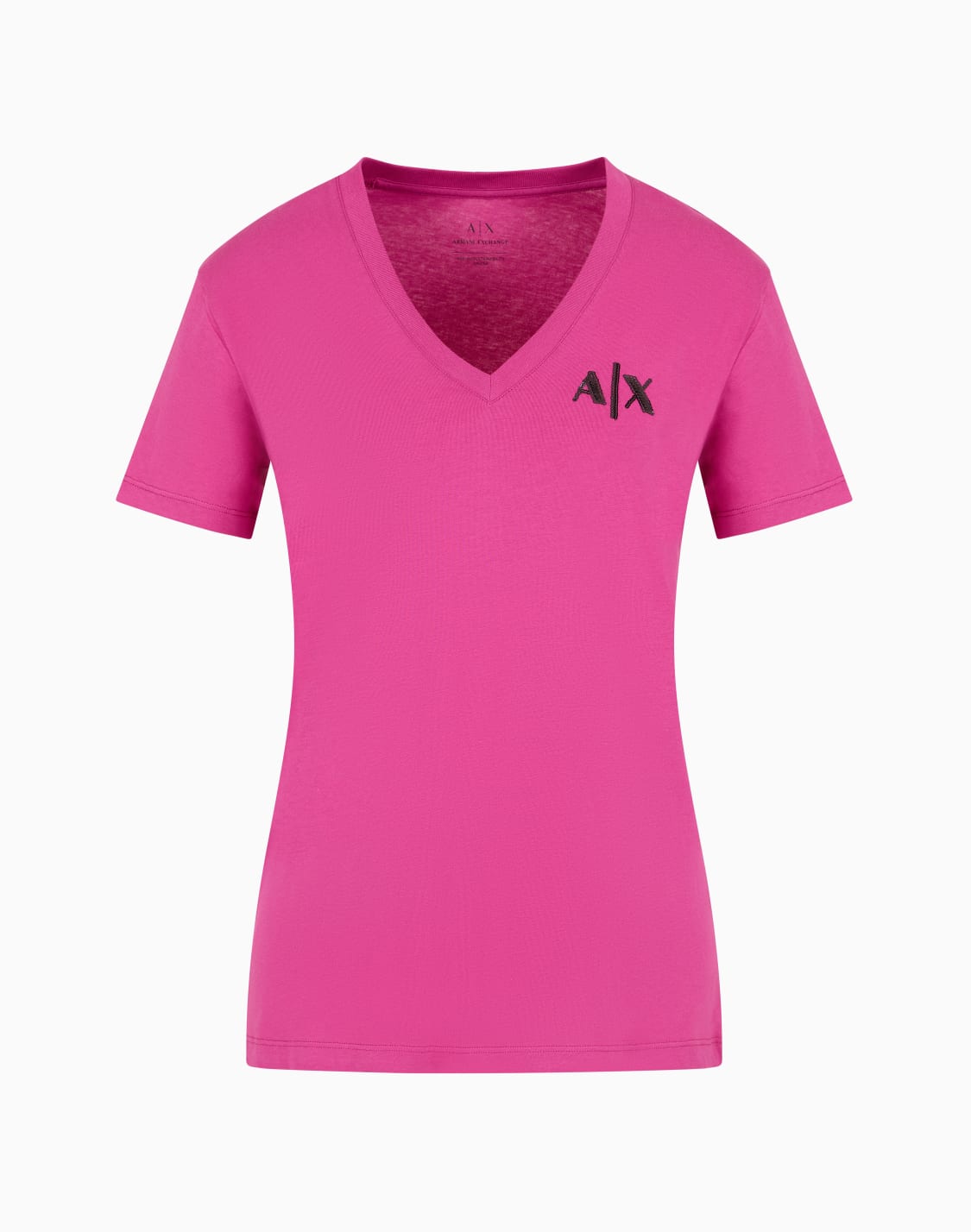 camiseta-regular-fit-con-cuello-de-pico-en-tejido-fucsia--armani-exchange