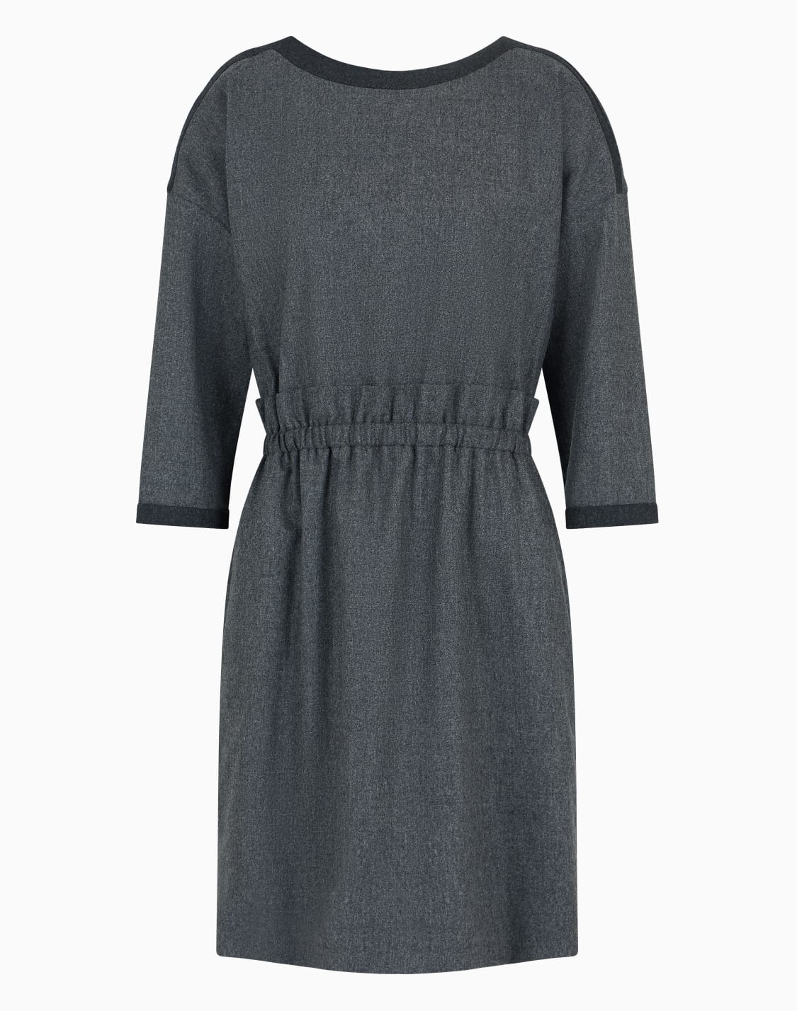 vestido-en-franela-de-lana-jaspeada-con-fruncido-en-la-cintura-icon-gris--emporio-armani
