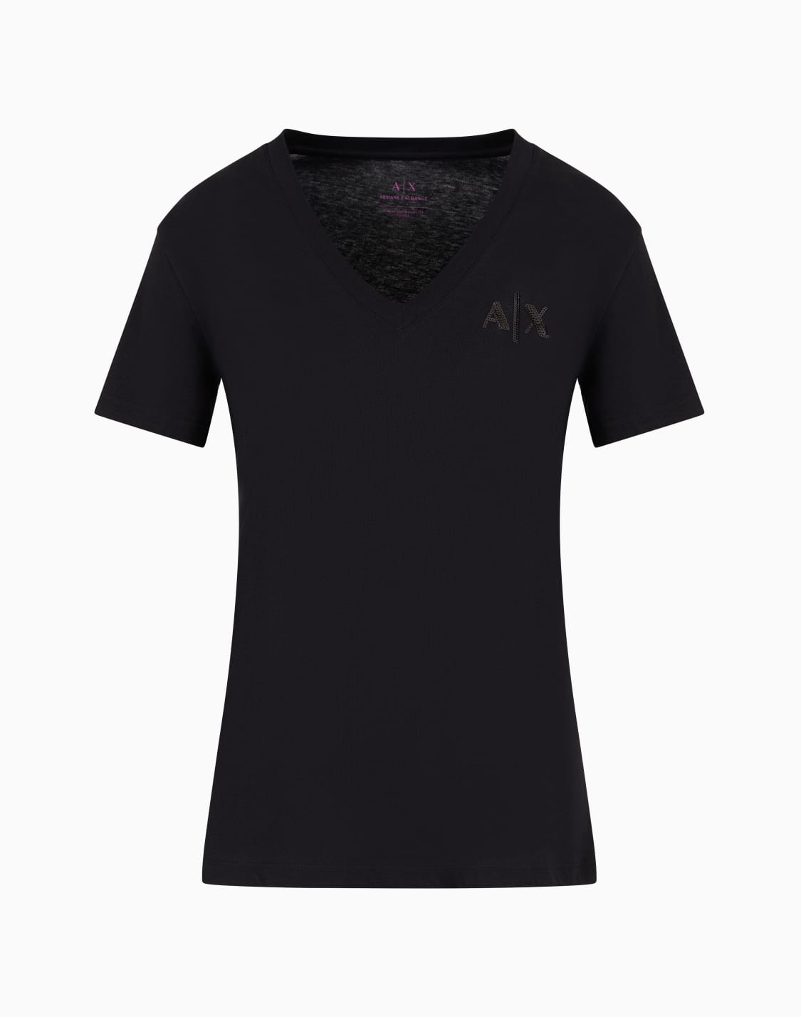 camiseta-regular-fit-con-cuello-de-pico-en-tejido-negro--armani-exchange