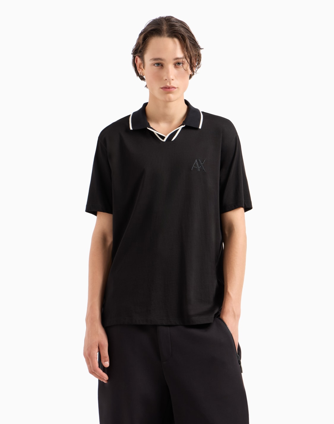 -cotton-polo-with-contrasting-collar-profiles-black--armani-exchange