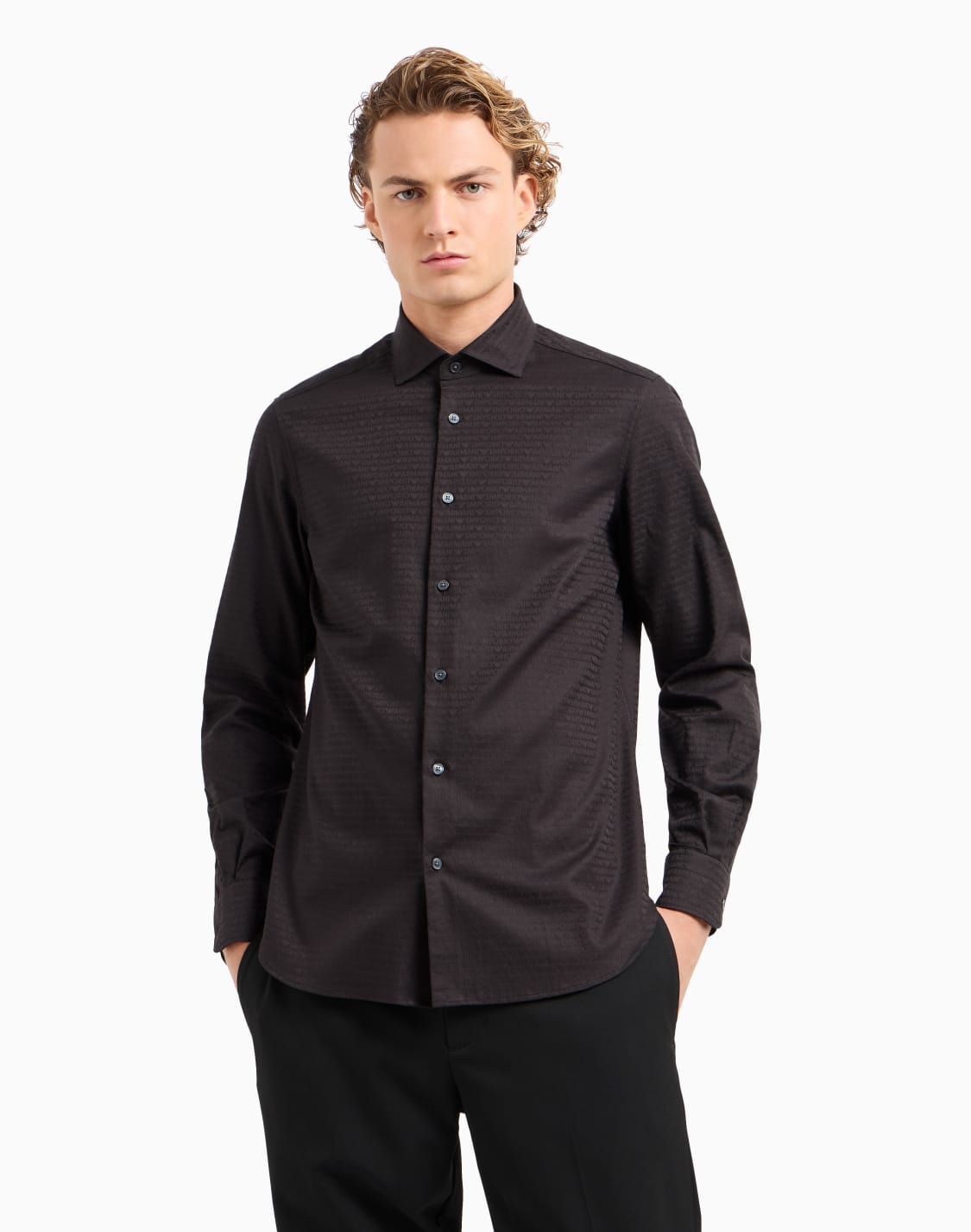 cotton-shirt-with-all-over-jacquard-logo-lettering-black--emporio-armani