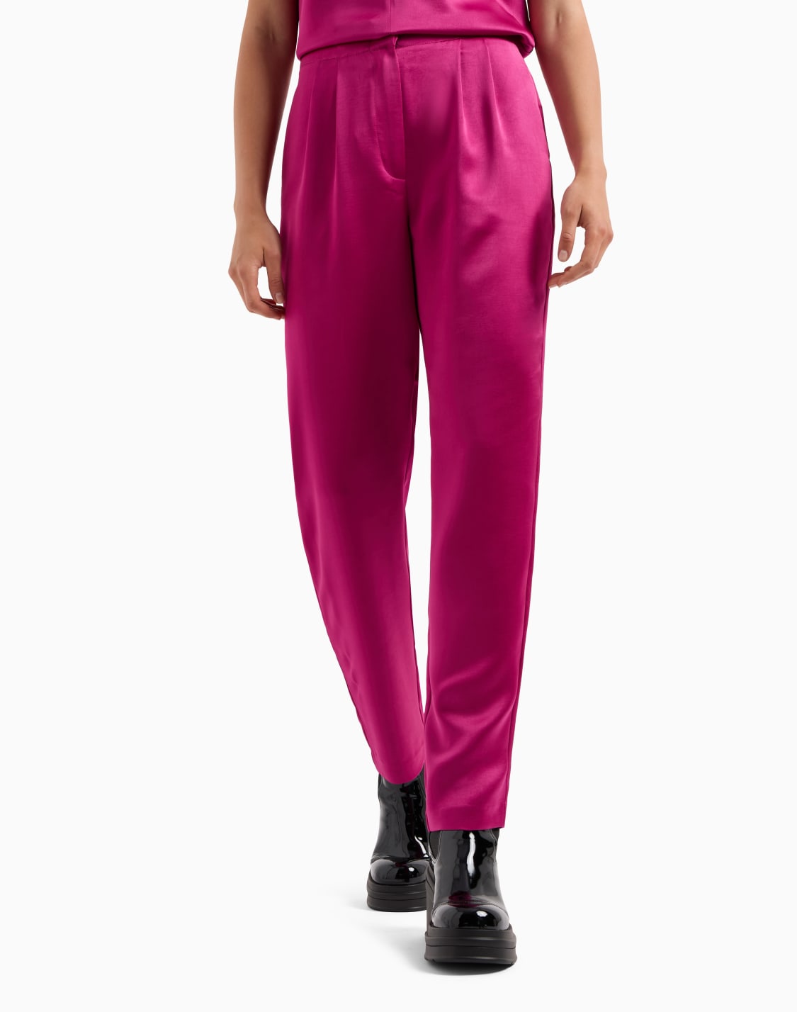 pantalones-asv-de-satn-con-pinzas-fucsia--armani-exchange
