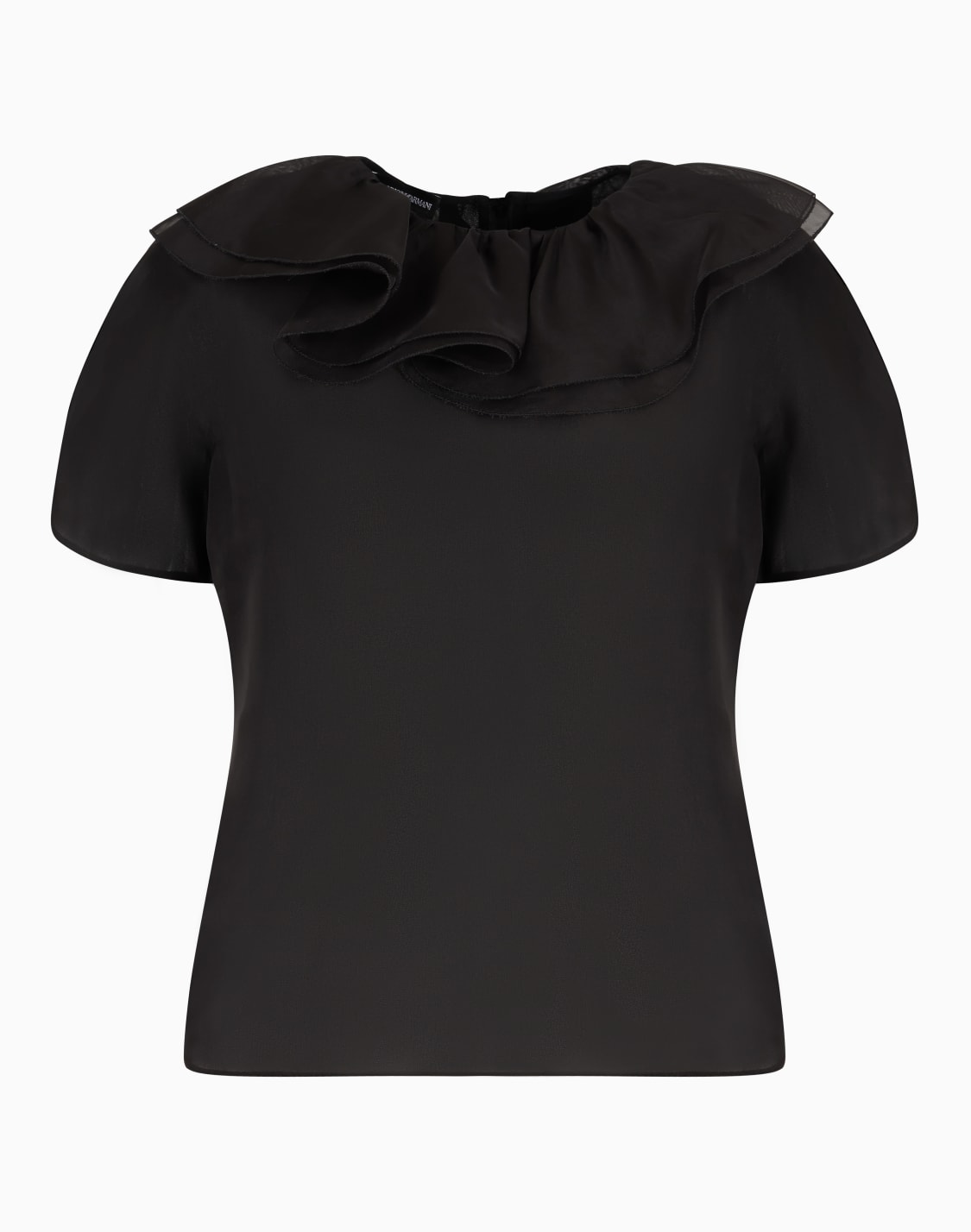 blusa-con-cuello-corola-y-volantes-en-organza-de-seda-de-la-cpsula-moon-negro--emporio-armani