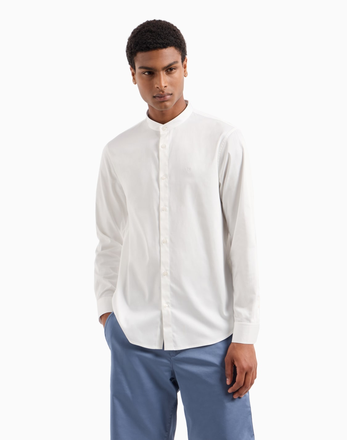 regular-fit-stretch-cotton-shirt-with-mandarin-collar-white--armani-exchange