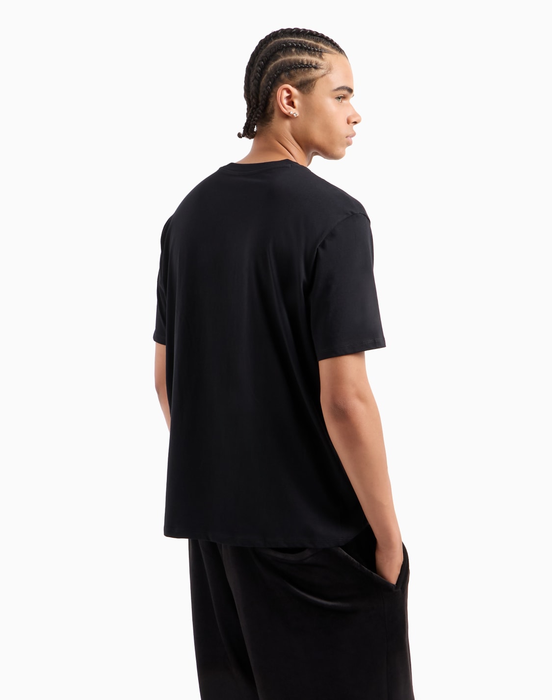 Regular fit T-shirt with striped crew neck in ASV mercerised cotton
