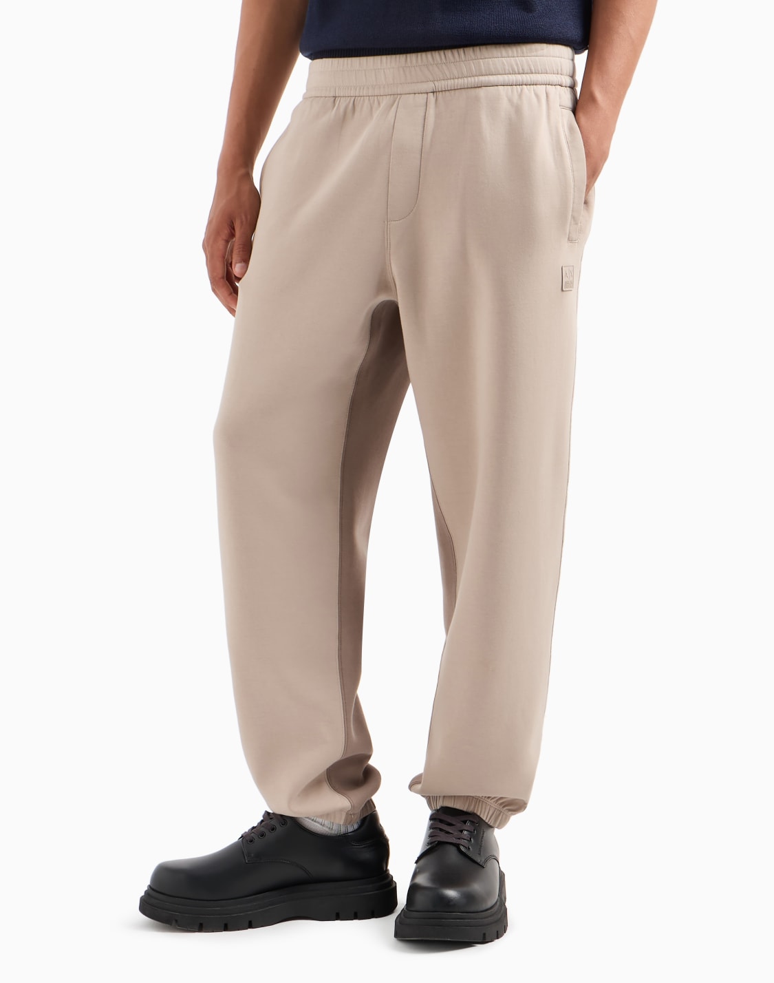 pantaln-jogger-de-algodn-elstico-con-banda-en-contraste-beige--armani-exchange
