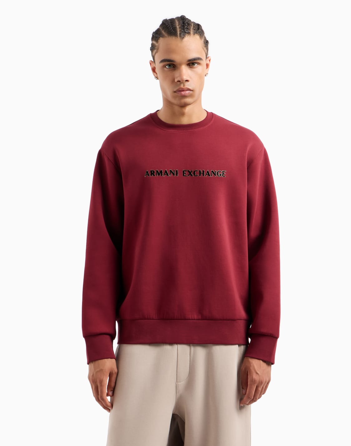 crewneck-sweatshirt-with-metal-profile-logo-burgundy--armani-exchange