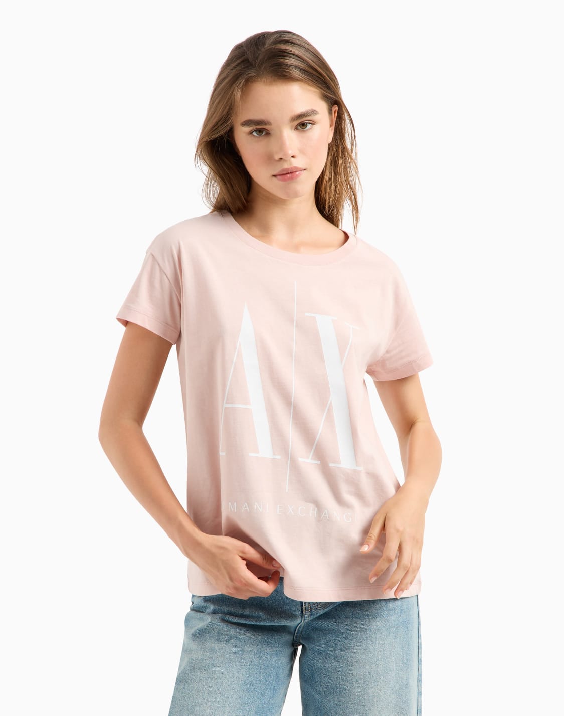 relaxed-fit-t-shirt-with-round-neck-and-logo-pink--armani-exchange