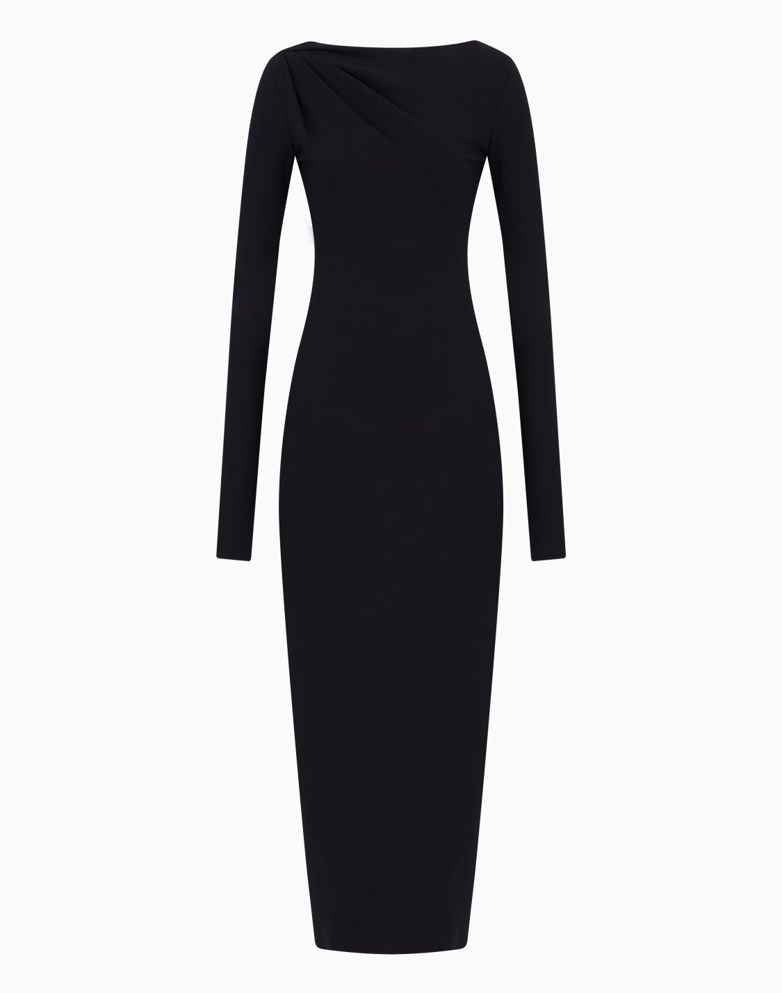 vestido-de-tubo-a-media-pierna-en-mezcla-de-lana-elstica-con-drapeado-negro--emporio-armani