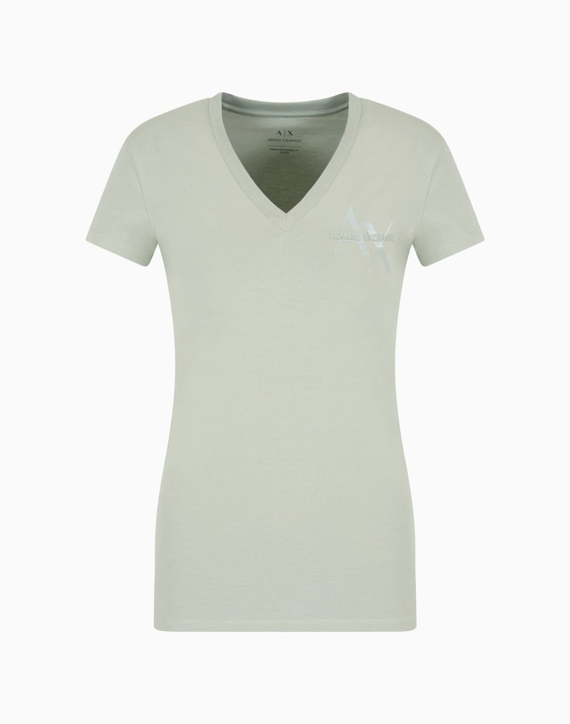 camiseta-slim-fit-con-cuello-de-pico-y-logo-metlico-en-tejido-asv-gris--armani-exchange
