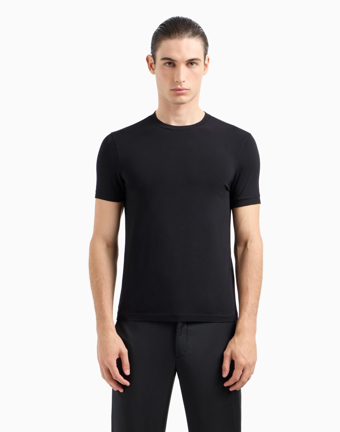 t-shirt-girocollo-a-maniche-corte-in-jersey-di-viscosa-stretch-nero--giorgio-armani
