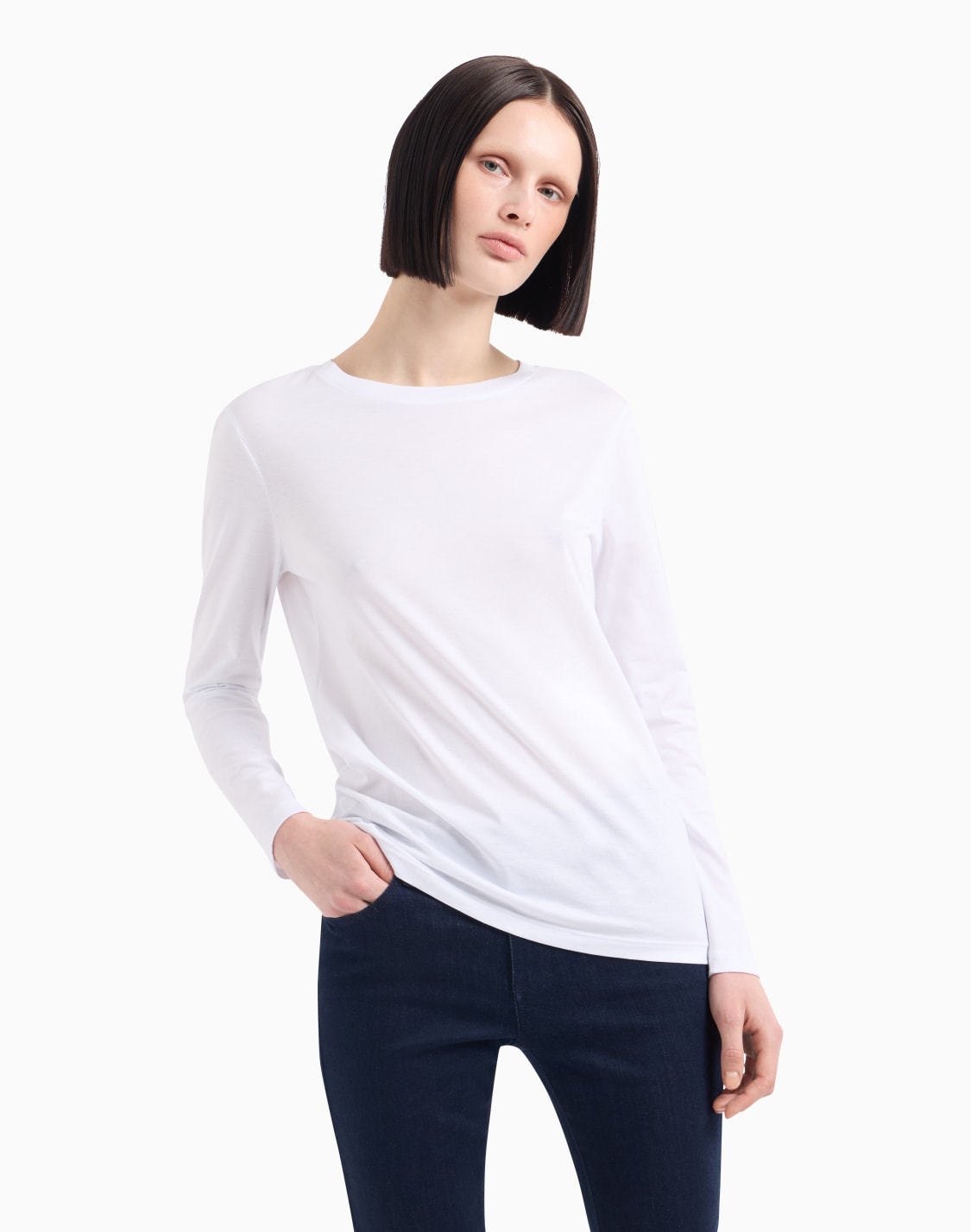 Basic pima cotton long sleeve t-shirt - GOTS/Vegan - Egret