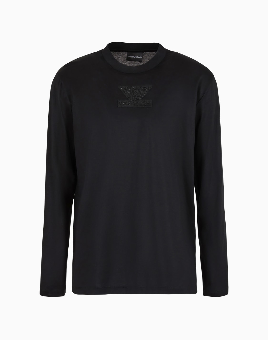 asv-clubwear-oversize-sweater-in-lyocell-blend-jersey-with-rhinestone-patch-black--emporio-armani