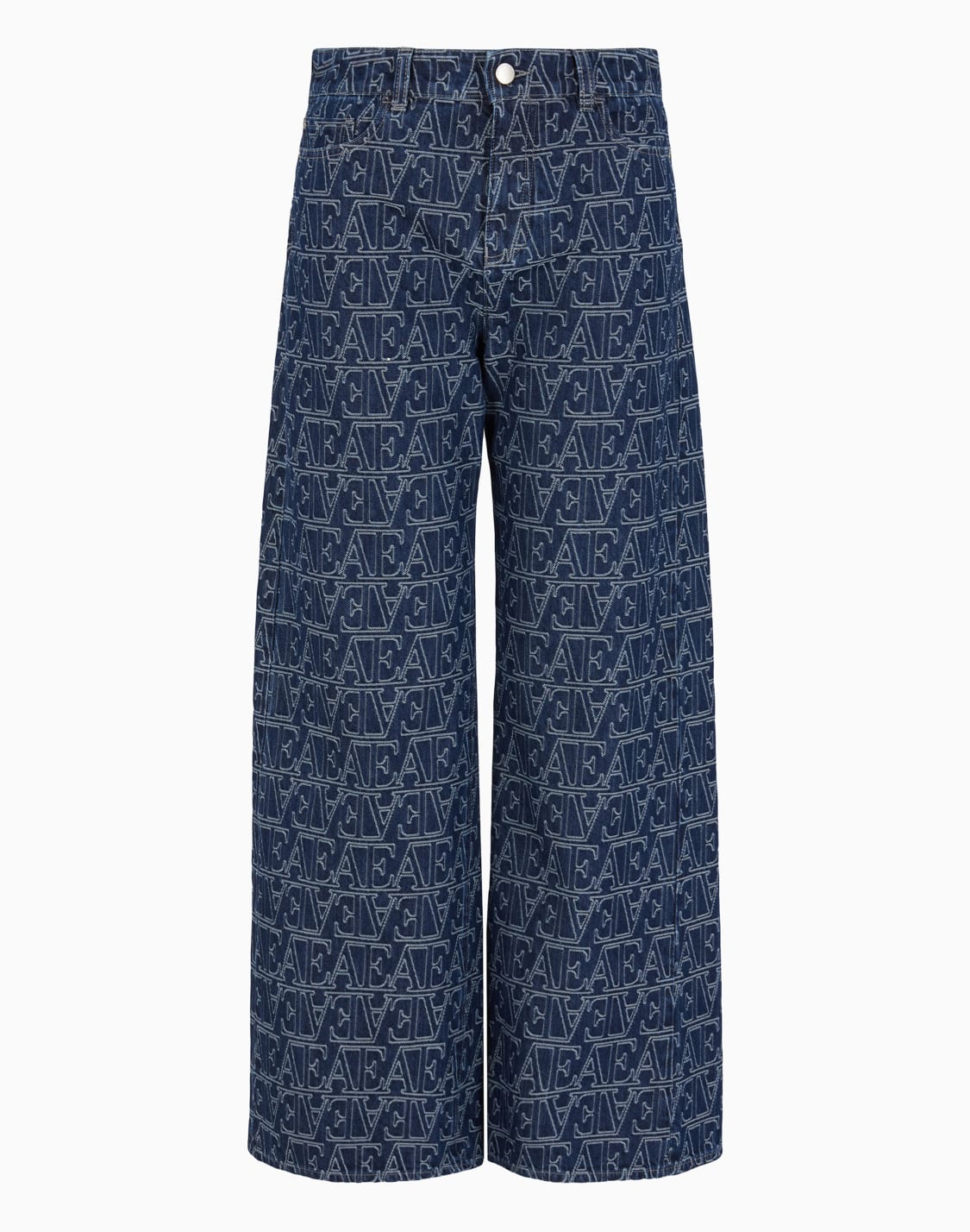 vaqueros-j33-de-cintura-media-y-pernera-cropped-acampanada-en-denim-con-inscripcin-integral-ea-en-tejido-jacquard-estampado--emporio-armani