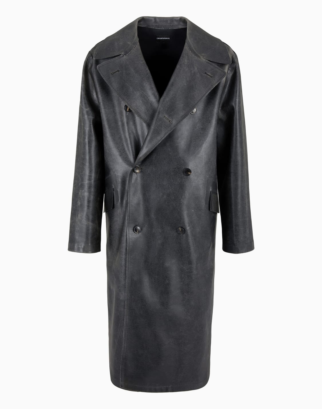abrigo-cruzado-de-tejido-revestido-efecto-piel-gris--emporio-armani