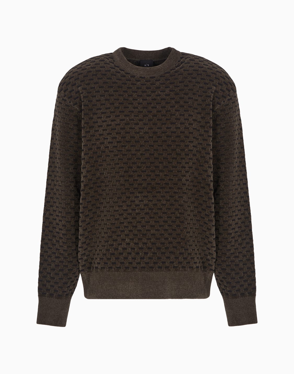 crewneck-sweater-with-embossed-workmanship-brown--armani-exchange