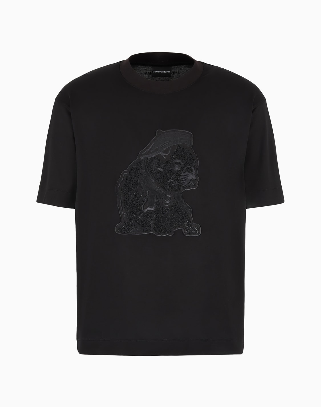 -clubwear-lyocell-blend-jersey-t-shirt-with-oversized-french-bulldog-patch-black--emporio-armani