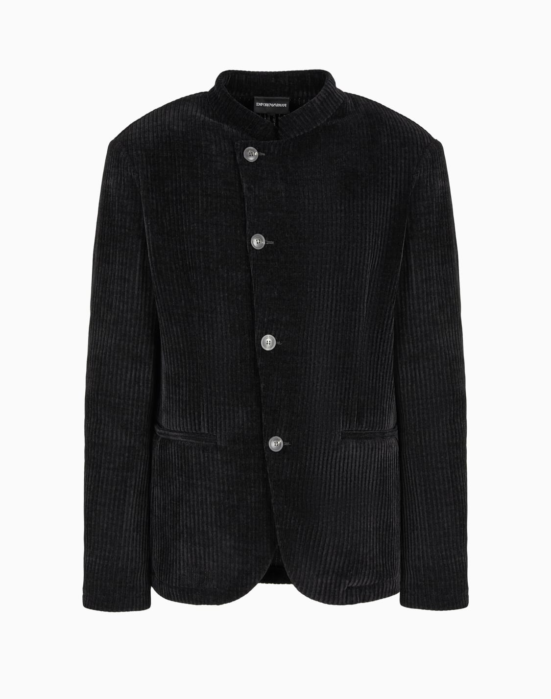 ribbed-velour-jacket-with-guru-collar-and-off-centre-fastening-black--emporio-armani