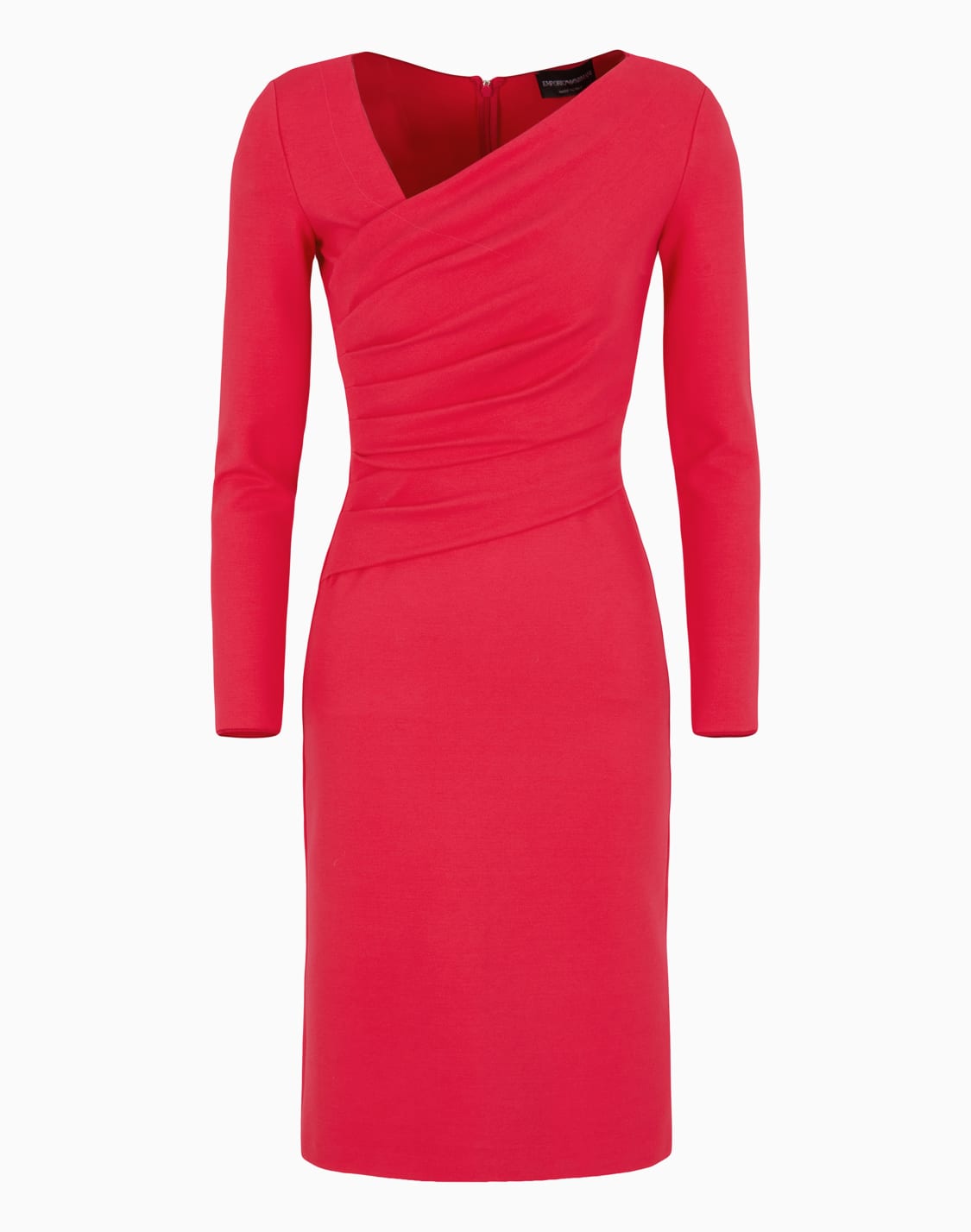 vestido-de-punto-milano-elstico-con-escote-cruzado-asimtrico-y-drapeado-rojo--emporio-armani